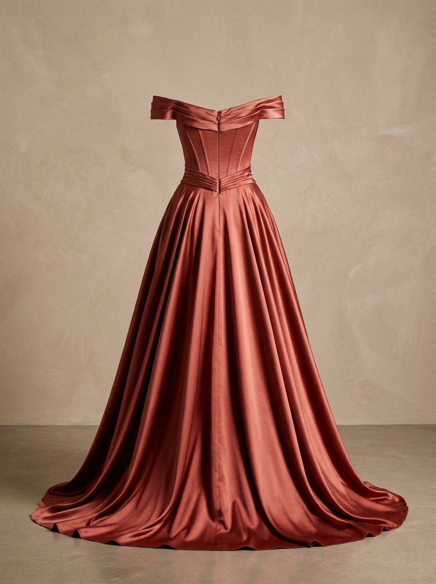 Vestido Donella terracota satin gown